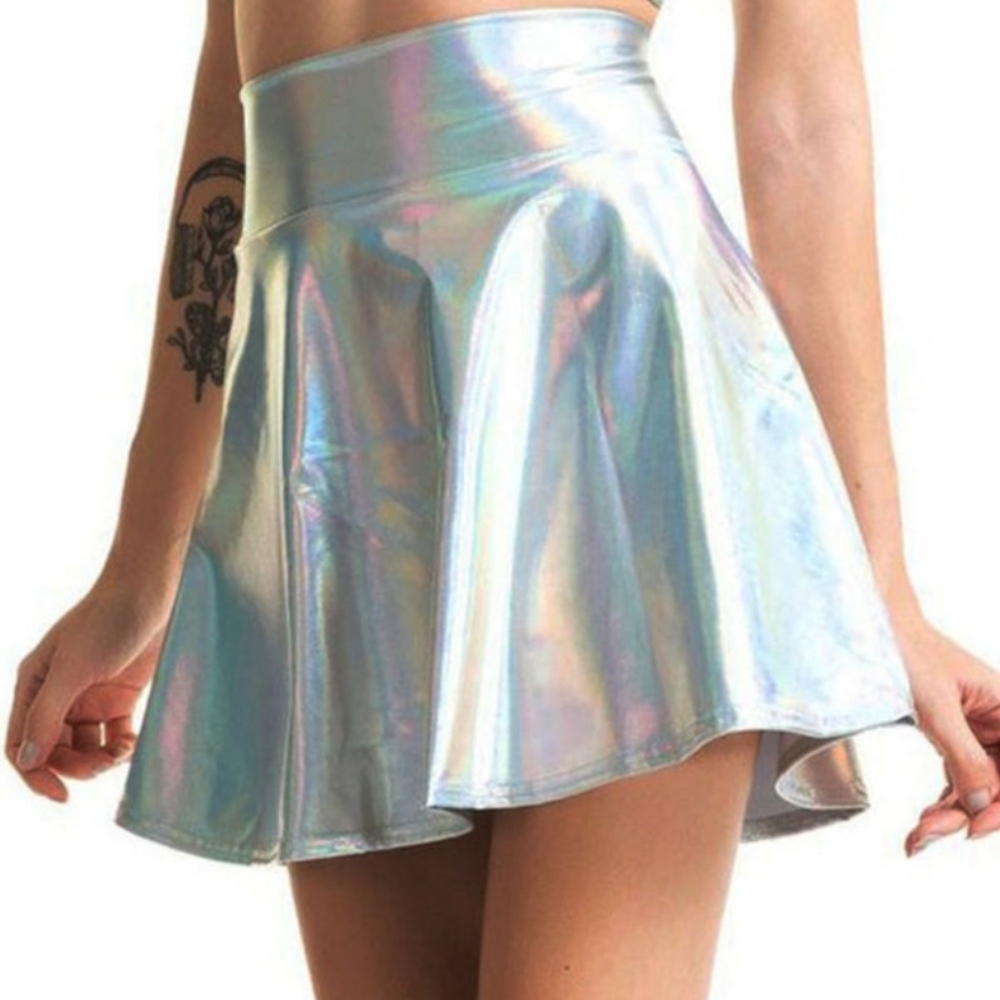 Holographic a line skirt.